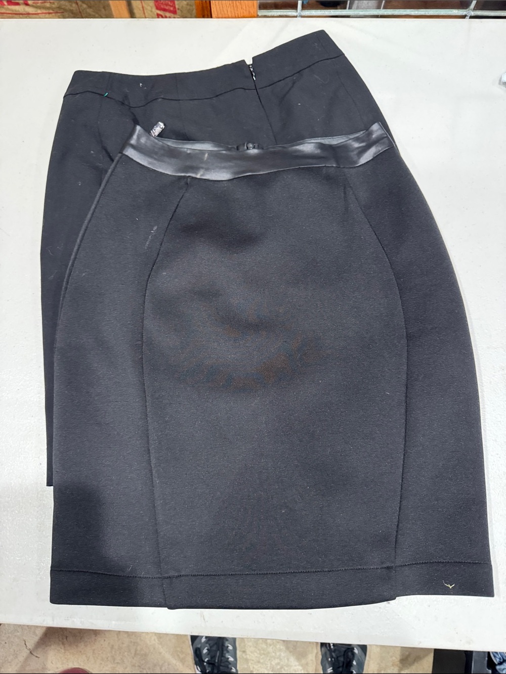 Calvin Klein Black Pencil Skirt with Faux Leather Waist